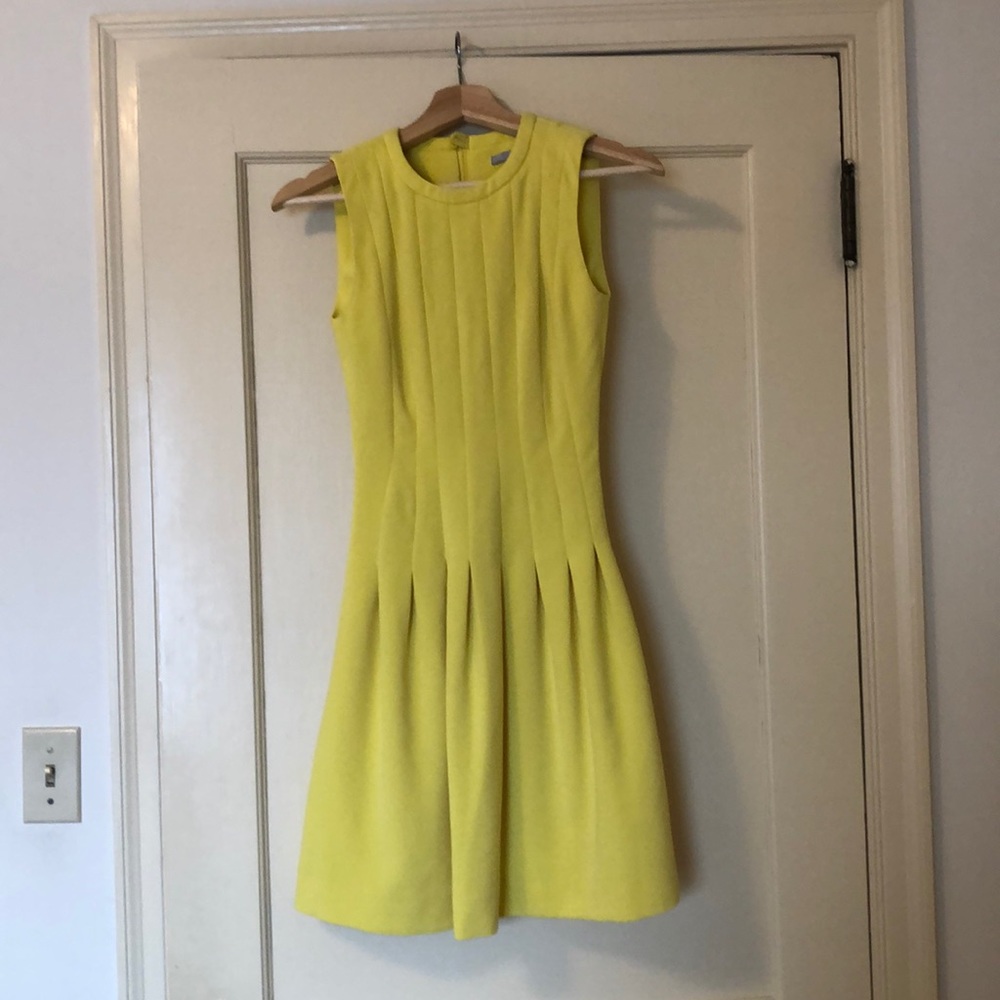 Yellow form fit and flare dress
